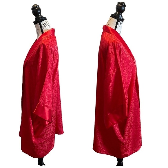 Victorias Secret Satin Robe Kimono Ruby Red Size Large XLarge OSFA Vintage - Picture 3 of 10